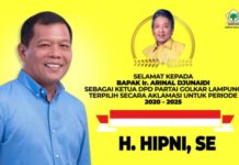 Hipni Ucapakan Selamat Terpilihnya Arinal Djunaidi Ketua GOLKAR PROVINGSI LAMPUNG