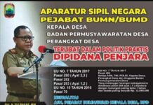 Tak Netral Di Pilkada, ASN-KADES-BPD BISA DIPIDANA