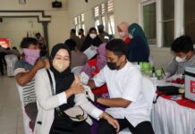 Gerai Vaksinasi Presisi Polres Lamsel, Gelar Vaksinasi Serentak di Kecamatan Jati Agung