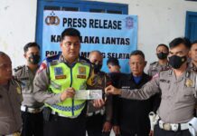 Satlantas Polres Lamsel Lakukan Olah TKP di SPBU Rest Area KM 20 B Penengahan