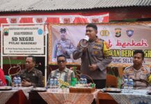 Polisi Bagikan Makanan Bergizi di SD terpencil Pulau Rimau Ketapang