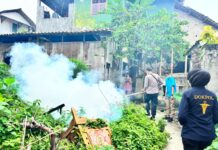 Cegah DBD, Polres Lampung Selatan dan Puskesmas Way Urang Gelar Fogging