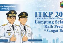 Terbaik se-Lampung, Indeks Tata Kelola Pengadaan Kabupaten Lampung Selatan Raih Predikat “Sangat Baik”